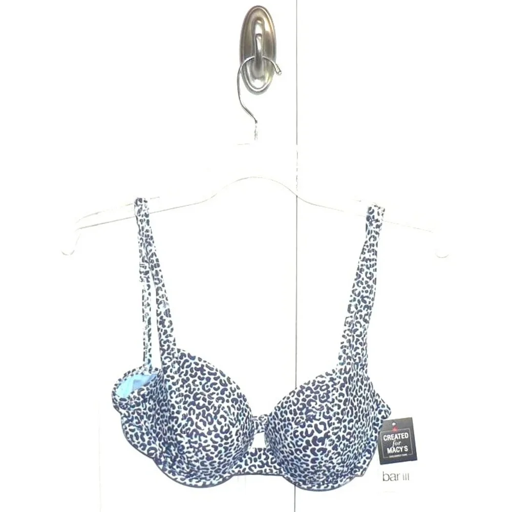 Bar‎ III Women's On The Prowl Underwire Bikini Top in Blue Multi Small